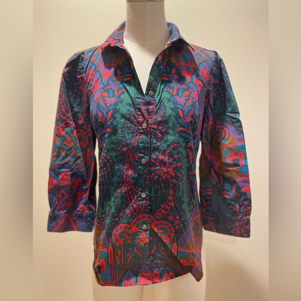Jcrew Ratti print puff sleeve button down